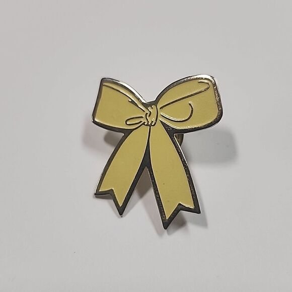 Yellow Ribbon Pin Brooch with Gold Tone Outline - Picture 1 of 2